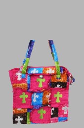 Patch Work Tote Bag-CPP9002-PINK